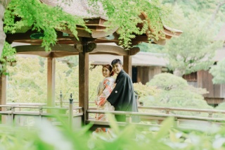 紫陽花が綺麗な庭園で和装ロケーションフォト【ONELIFE】