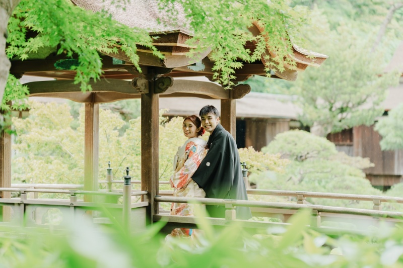 紫陽花が綺麗な庭園で和装ロケーションフォト【ONELIFE】