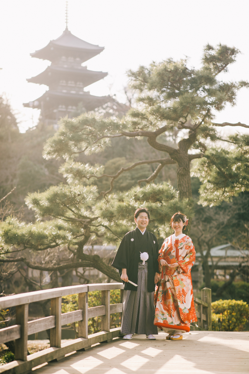 三重塔をバックに！