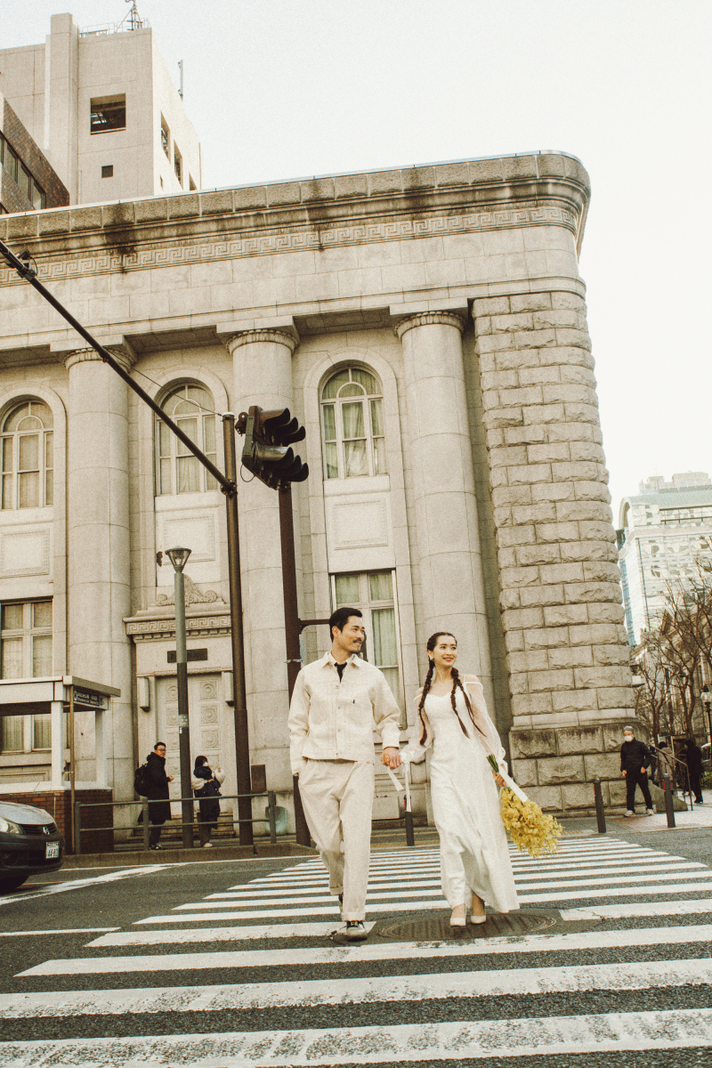 横断歩道にて。