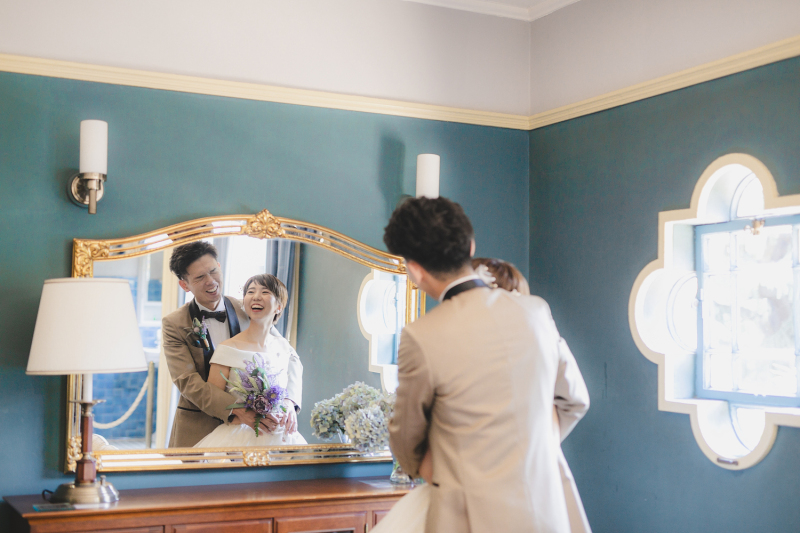 鏡越しににっこり