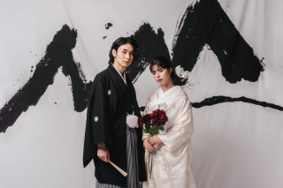 墨絵背景撮影（和装スタジオ撮影）