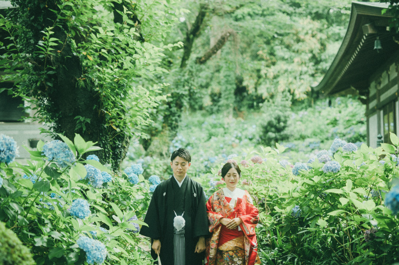 『紫陽花 -あじさい- 』前撮りフォトウェディング｜衣装選び放題＆全データつき！