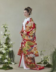 川島織物　朱赤　三友盛祥文