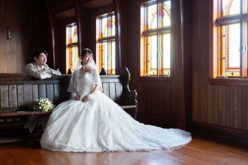 木の温もり溢れたチャペルにて