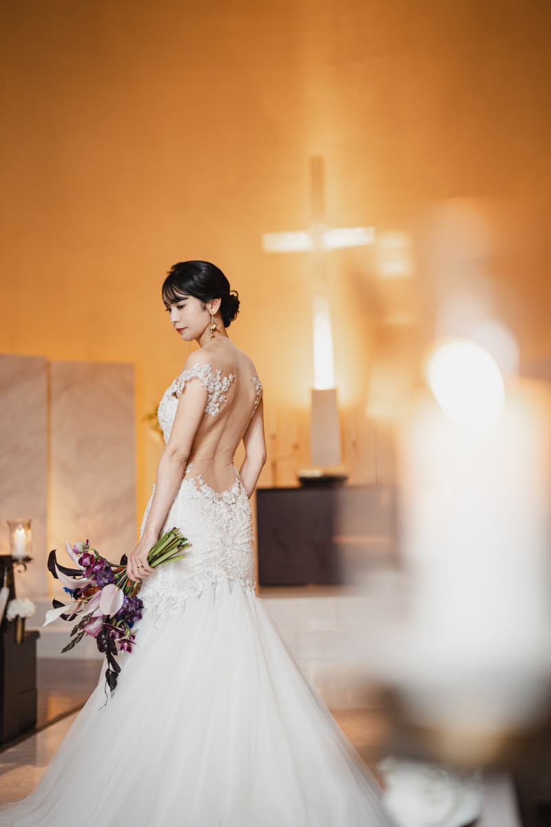 最上のウェディングドレスで