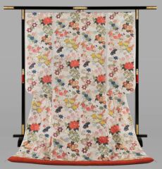 本唐織 百寿 吉祥花扇文