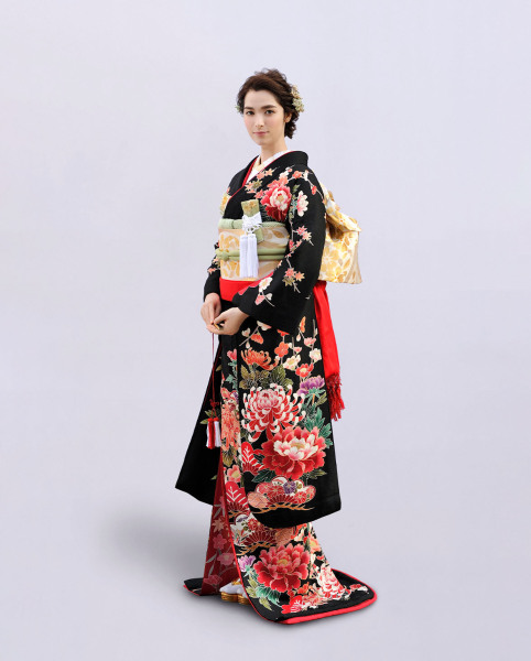 黒 松寿藤花文