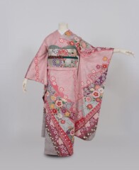 ピンク絞り熨斗取に小花