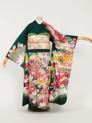 緑雲取菊花文様