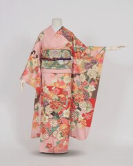 サーモンピンク短冊に牡丹雪輪