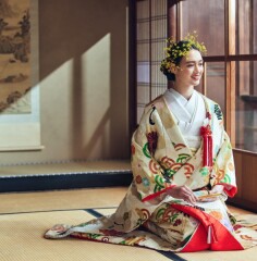 川島織物　白　飛鶴瑞雲文 