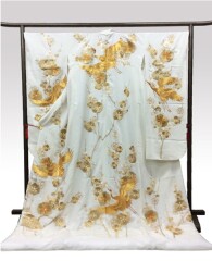 手刺繍　吉祥鶴梅花文