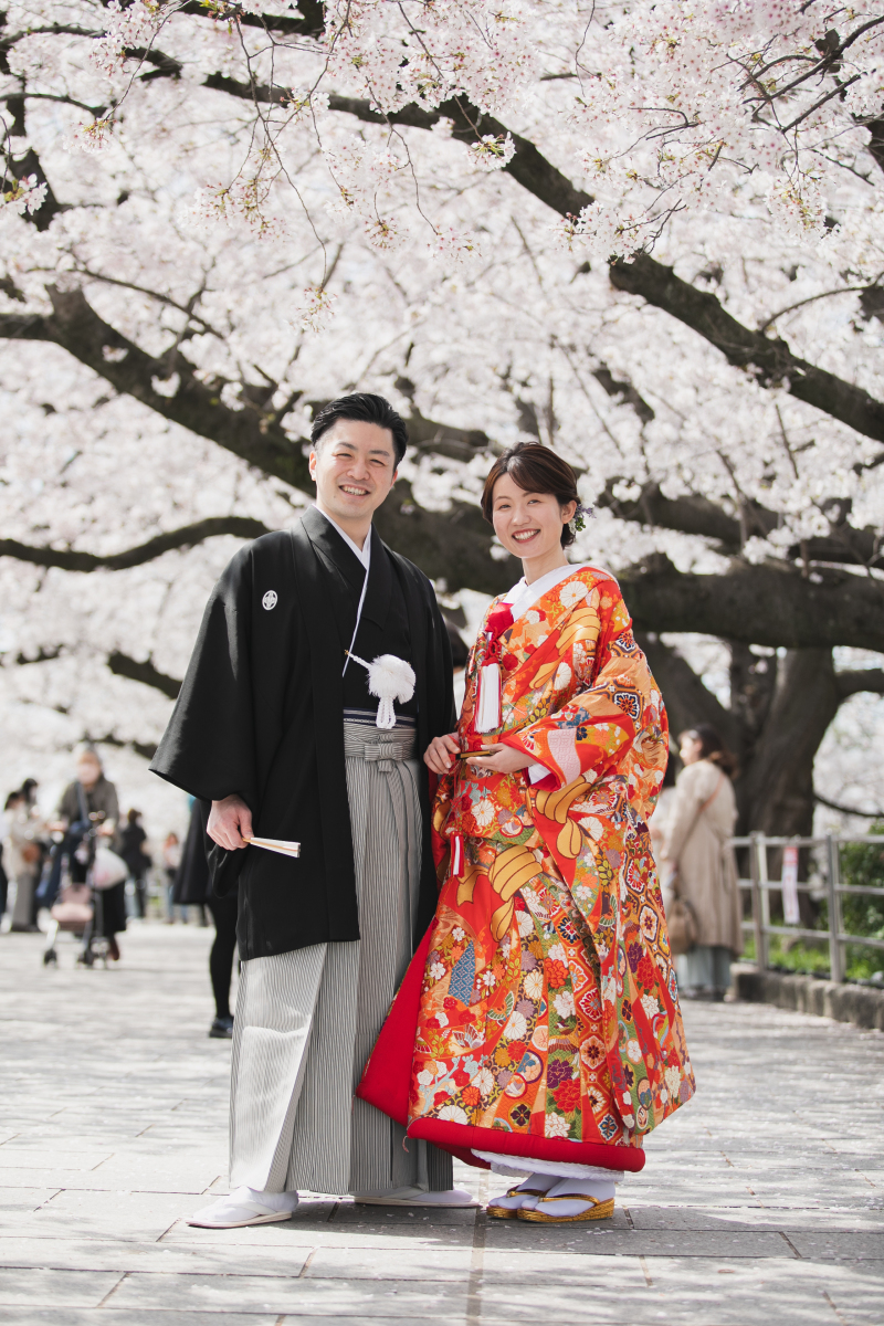 満開の桜に映える和装撮影