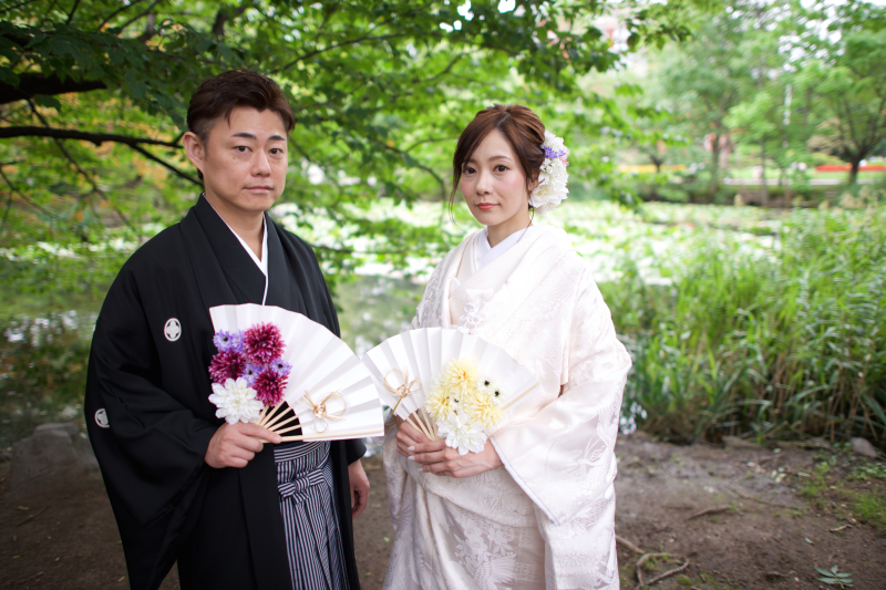 扇子ブーケも手作り。がんばりました。