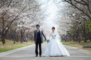 桜＆チャペルでWedding Photo
