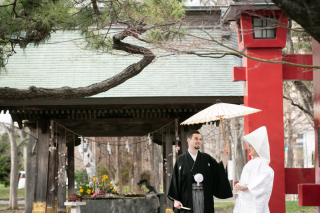 サクラの季節のフォトウェデイング日本をコンセプトに