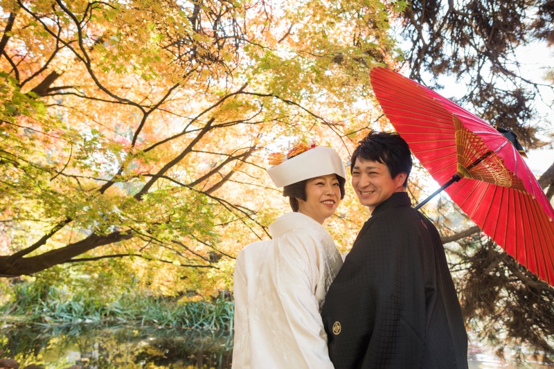 白無は角隠しにしました