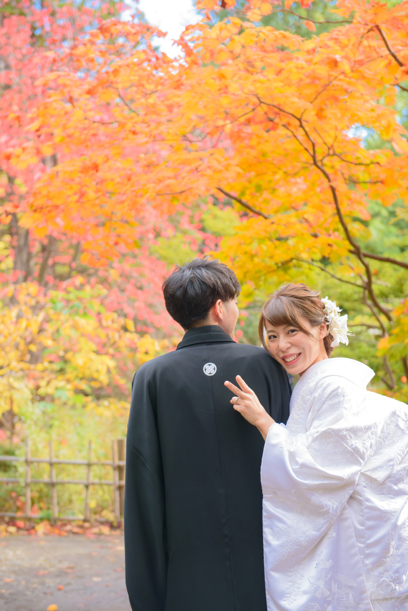 紅葉に笑顔満開