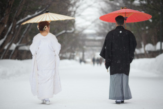 冬の北海道神宮にて挙式