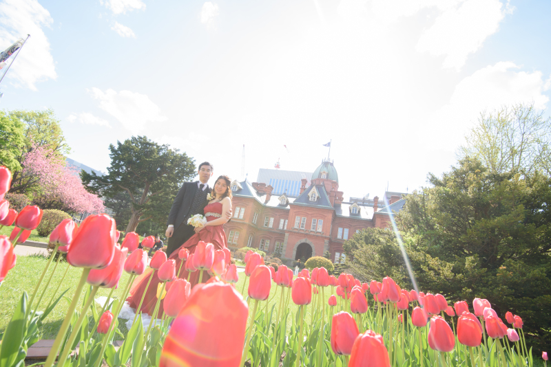 お花と沢山のドレス妻も喜んでます