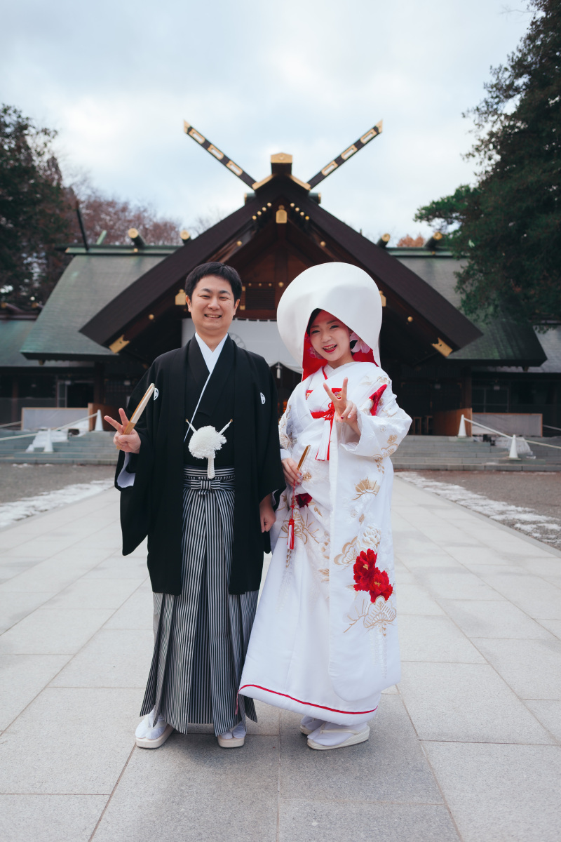 北海道神宮を背景に記念撮影!