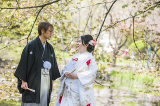 桜で結婚式の前撮り衣装3点ご新婦様の声