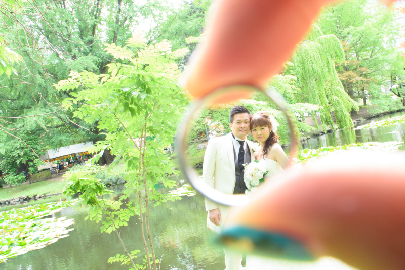 交換した結婚輪で・・