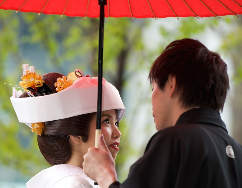 雨の中元気なおふたり