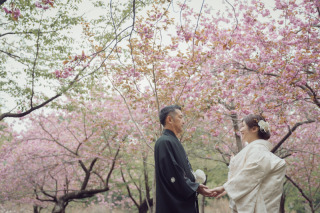 和装と洋装そして桜とともにWedding　Photo