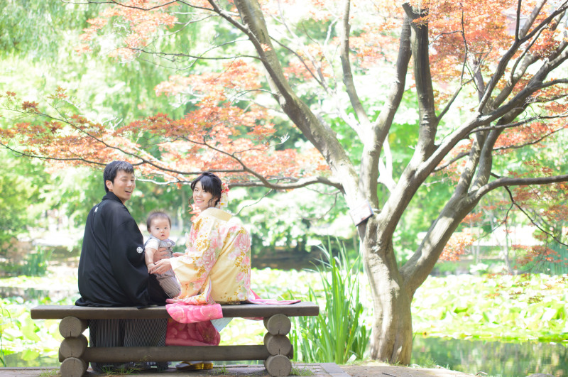 子供と3人で記念写真