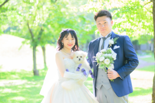 愛犬と撮影和装と洋装でロケーションフォト