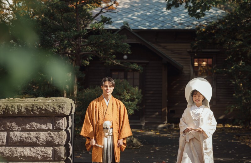 秋紅葉の時期、和装と洋装でフォトご新郎様の声