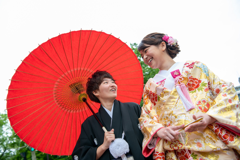 和装とチューリップお花畑で撮影希望！和装スタート