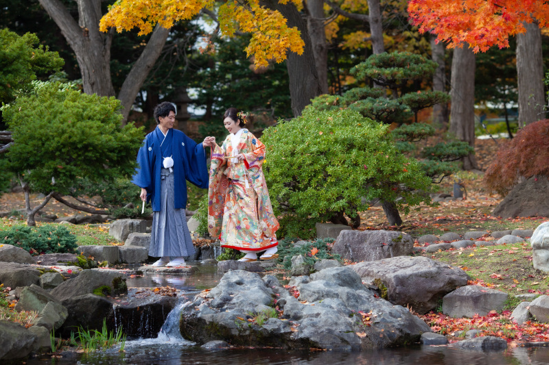 オトナのウェディングフォト 札幌 Cinderella Story Wedding photo_庭園で撮影できる
