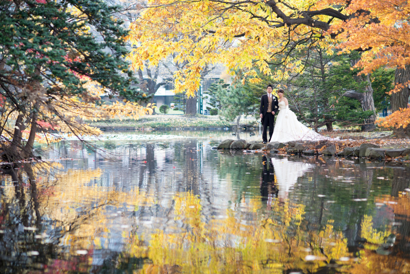 オトナのウェディングフォト 札幌 Cinderella Story Wedding photo_庭園で撮影できる