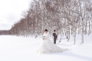 オトナのウェディングフォト 札幌 Cinderella Story Wedding photo_雪のロケーションフォト