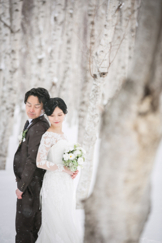 オトナのウェディングフォト 札幌 Cinderella Story Wedding photo_雪のロケーションフォト