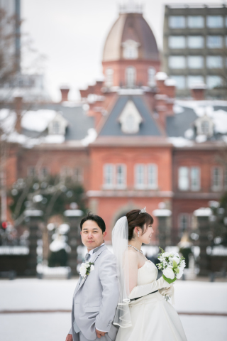 オトナのウェディングフォト 札幌 Cinderella Story Wedding photo_雪のロケーションフォト