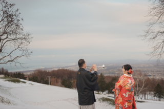 オトナのウェディングフォト 札幌 Cinderella Story Wedding photo_雪のロケーションフォト