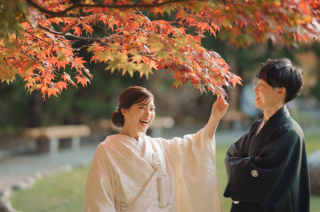 【和装＆洋装２点紅葉結婚写真】中島公園＆歴史的施設2ヵ所 （全データ＆色補正・美肌レタッチ済データ250カット）