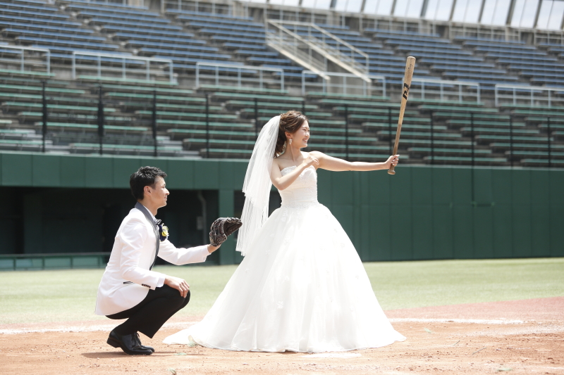 球場撮影 撮影日 21年5月25日 瑞穂球場 フォトスタジオ メイク Fata 愛知県でフォトウェディング探すならphotorait
