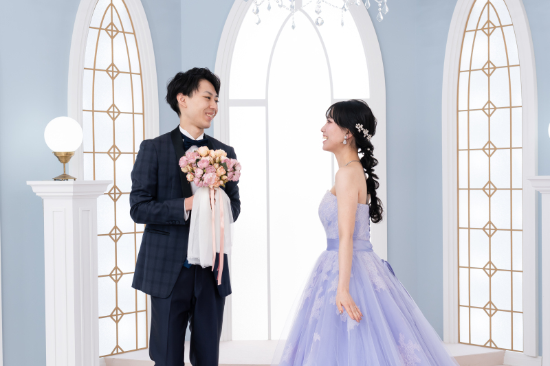 溢れる笑顔！初めて見る、お互いの晴れ姿。