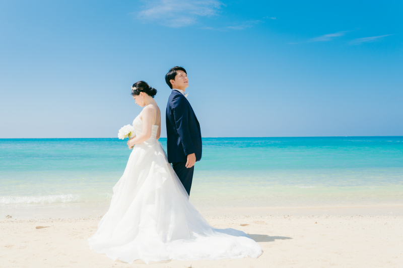 白い砂浜の上で