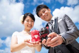 お二人で色付けをしたシーサーと❤️