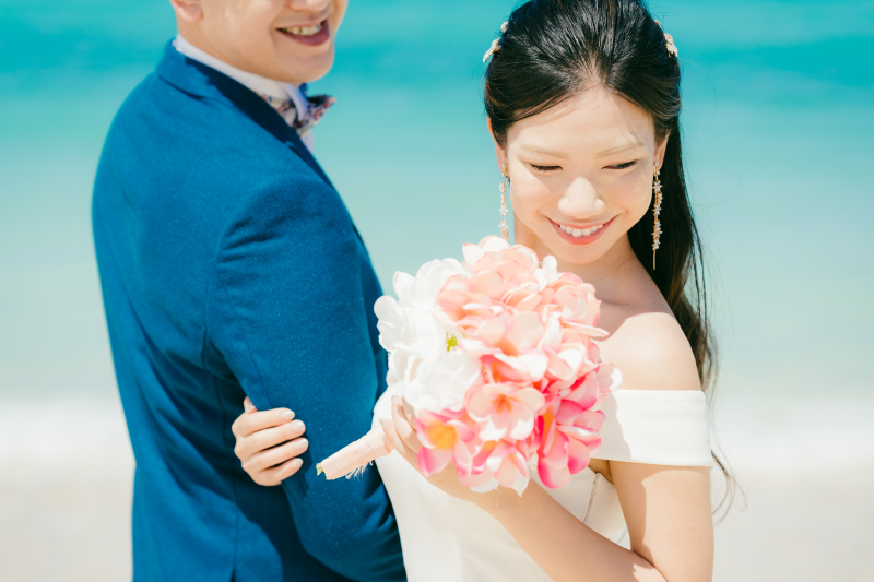 ピンクのブーケを持って♡