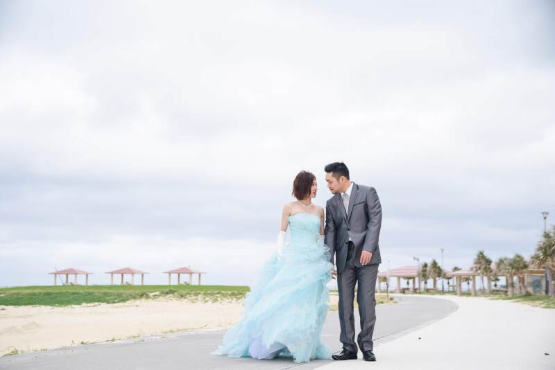 ブルーのカラードレス♡