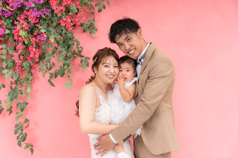 ブーゲンビリアのシーンでファミリーフォト♡