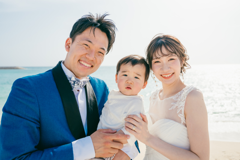 家族3人で素敵なビーチ・サンセット撮影♡