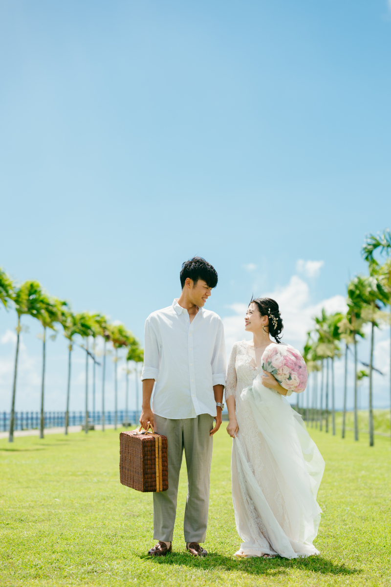 グリーンをバックに